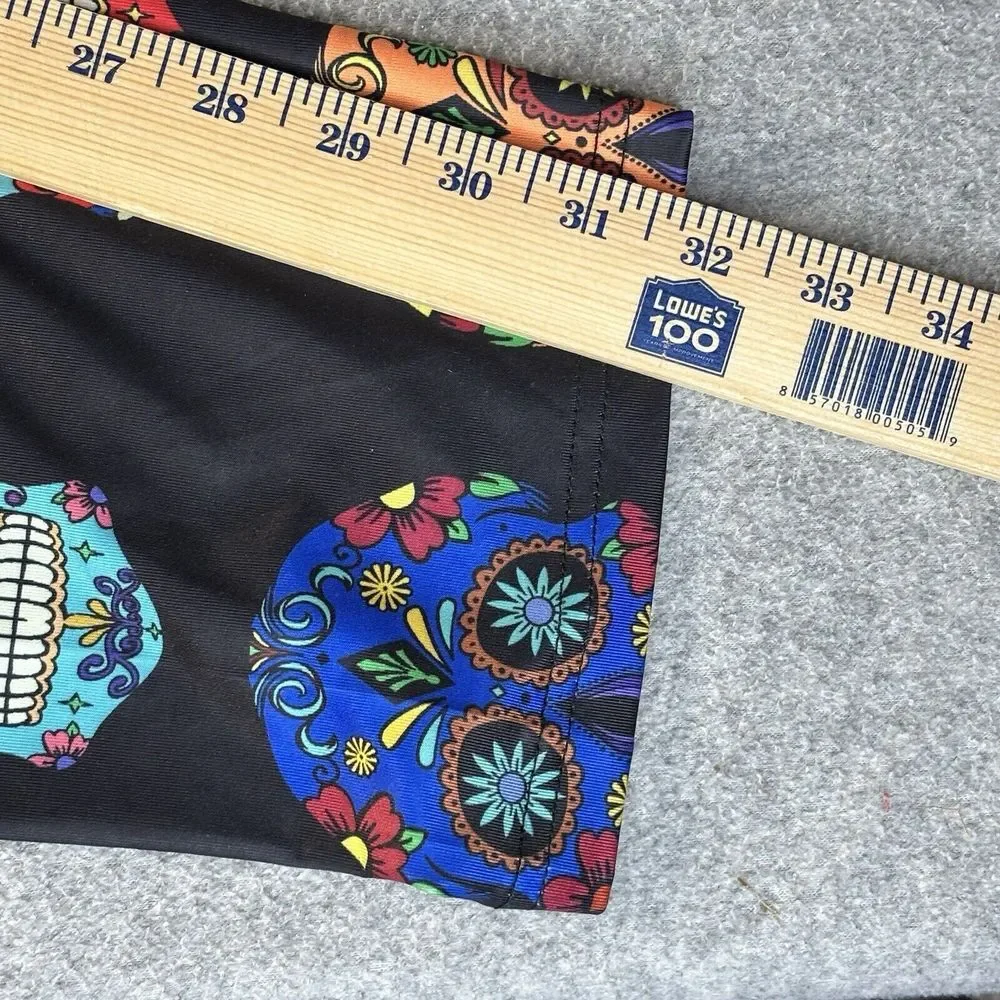 Halloween Sugar Skulls Black Leggings Womens Size XXX-Large‎ NWOT READ